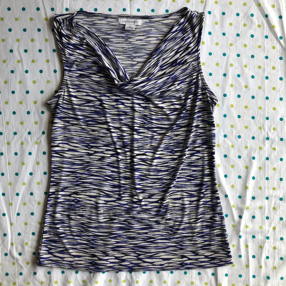 Liz Claiborne Blue & Cream Blouse